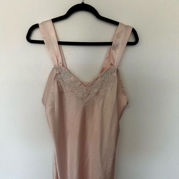Vintage Sabrina by Mervyn’s Light Pink Satin Slip Dress Size M Wendy Lace - Picture 3 of 13